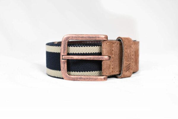 Cinturon Lona Cuero Cream/Bison Brown