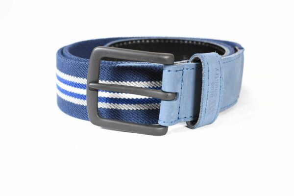Cinturon Lona Cuero Denim Blue/Off Black