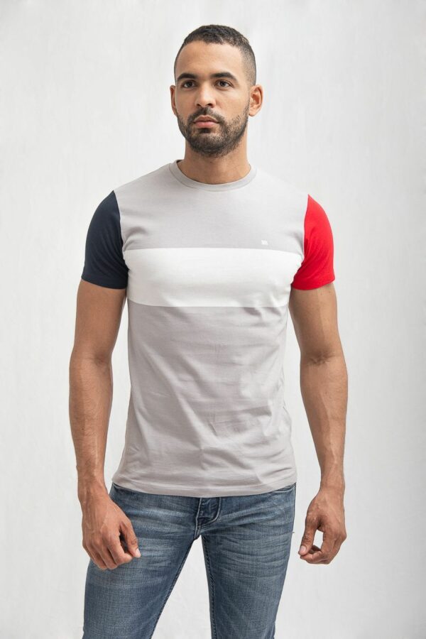 T-SHIRT MC COLOR BLOCK GRAY / WHITE