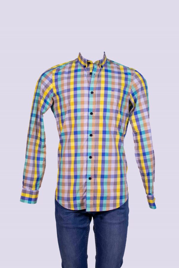 Camisa a Cuadros Mangas largas Modelo Shirt Ml Baner Rm-191359 Yellow Gray